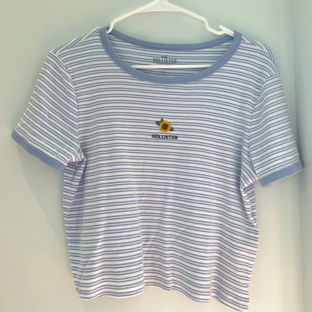 Hollister baby blue cropped tee